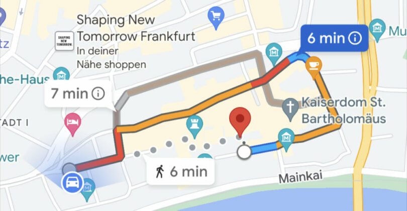Google-Maps-Ausschnit Altstadt Frankfurt