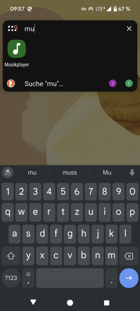 Nova-Launcher, Suchwidget, Eingabemaske Bild 3