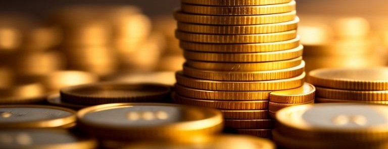 Einige Stapel Goldmünzen